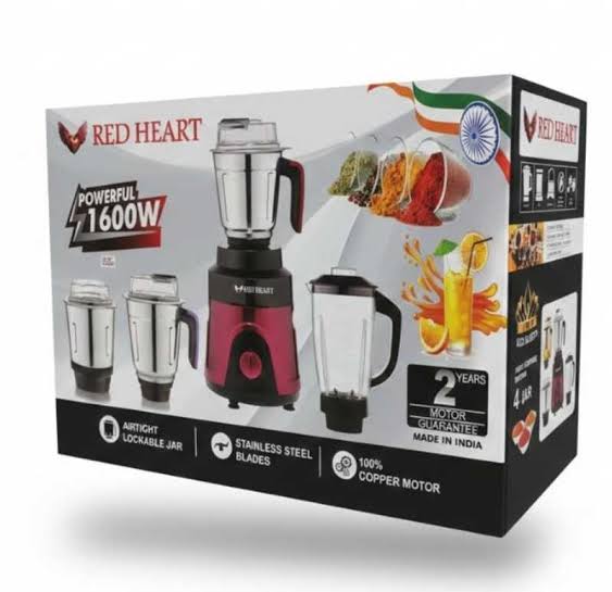 Red Heart 1600 W Mixer Grinder 4 Jar
